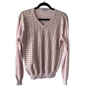 Allea women’s pale pink cotton&cashmere long sleeve v neck knit sweater szS M